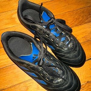 adidas Kids Black and Blue Lace-Up Soccer Cleats